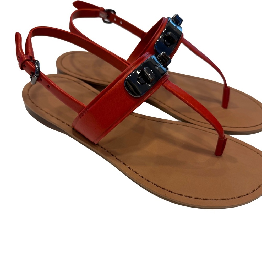 Coach Gracie Swagger Thong Sandals Burnt Orange Size 6.5 B New In Box - Picture 3 of 14